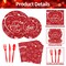 175 Pcs Valentine's Day Tableware Set - Serves 25, Heart and Love-Themed Disposable Plates, Cups, Napkins, Forks, Spoons, Knives for Valentine, Wedding Party Supplies, Romantic Holiday Gatherings